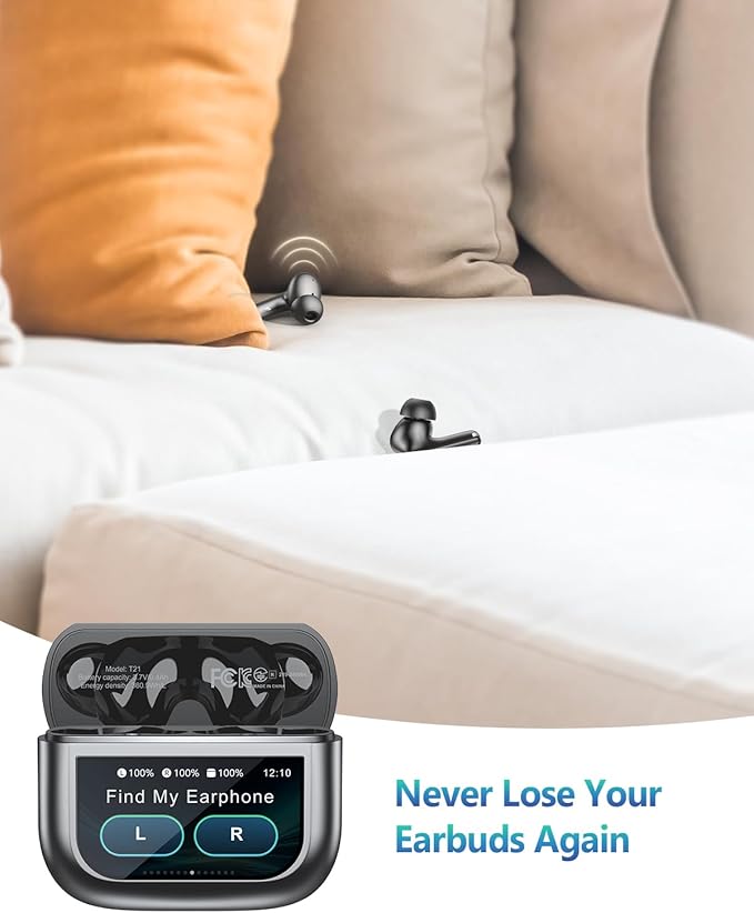 Wireless Earbuds Bluetooth Headphones, Ear Buds with Touch Screen, ANC ENC Noise Cancelling Transparency Mode, 40H Stereo Deep Bass, IPX7 Waterproof, Clear Calls, 5 EQ for iOS Android (Darkgray)