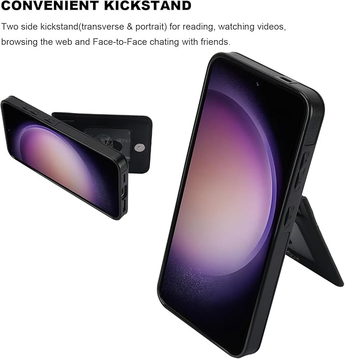 KIHUWEY for Samsung Galaxy S24 Case Wallet with Credit Card Holder, Flip Premium Leather Magnetic Clasp Kickstand Heavy Duty Protective Cover for Samsung Galaxy S24 6.2" (Black)