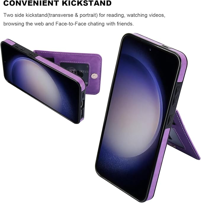 KIHUWEY for Samsung Galaxy S24 Plus Case Wallet with Credit Card Holder, Flip Premium Leather Magnetic Clasp Kickstand Heavy Duty Protective Cover for Samsung Galaxy S24 Plus 6.7" (Purple)