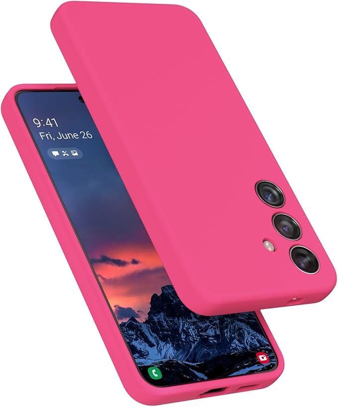 E Segoi Designed for Galaxy S24 Case, Liquid Silicone Gel Rubber Shockproof Case Soft Microfiber Cloth Lining Cushion Compatible with Galaxy S24 5G 6.2 inch (Hot Pink, S24-6.2")