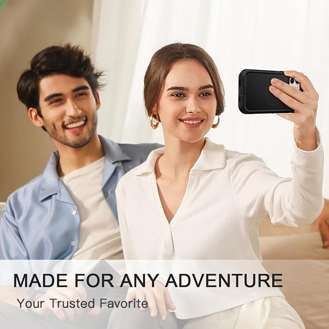 for iPhone 12 Case,iPhone 12 Pro Case [Compatible with MagSafe] Shockproof 3-Layer Full Body Protection Rugged Heavy Duty Cover for Apple iPhone 12/12 Pro 6.1",Black