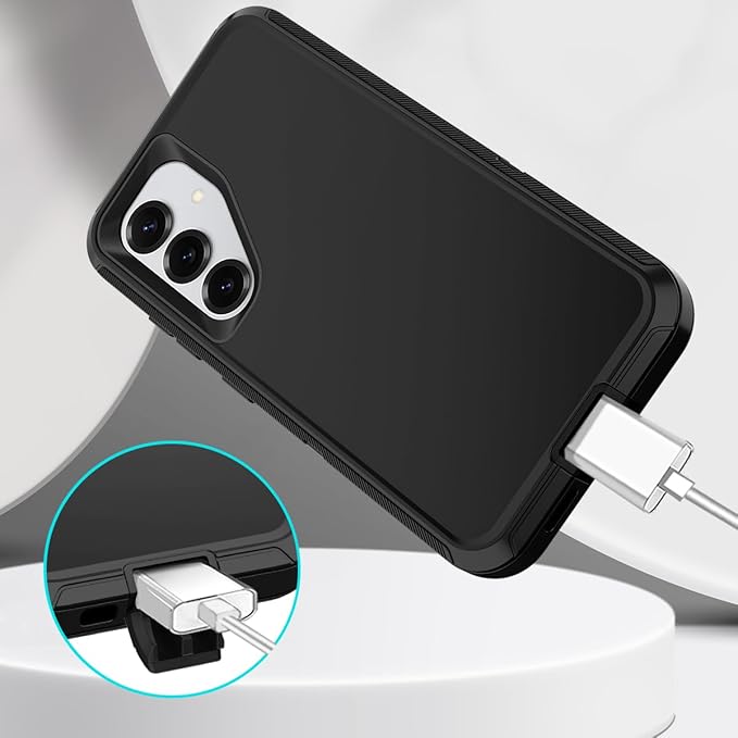 for Samsung Galaxy S25 Case Heavy Duty Protective Shockproof Dropproof 3-Layer Full Body Protection [Without Screen Protector] Tough Rugged Case for Galaxy S25,Black