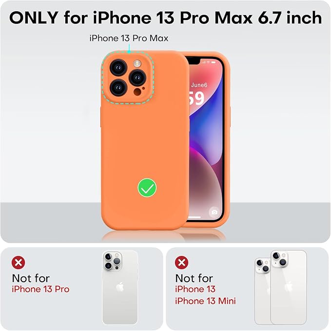Vooii Compatible with iPhone 13 Pro Max Case, Liquid Silicone Upgrade [Camera Protection] [Soft Anti-Scratch Microfiber Lining] Shockproof Phone Case for iPhone 13 Pro Max 6.7 inch - Bright Orange