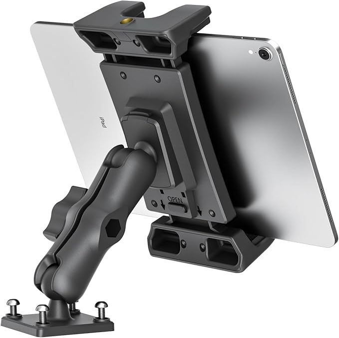 OHLPRO Car Tablet Holder - Heavy Duty Drill Base, Tablet Mount for Truck Compatible with iPad Samsung Tab 5"-13" Tablets and Phones, iPad Stand for Wall/Business/Vehicle/Desktop, etc.
