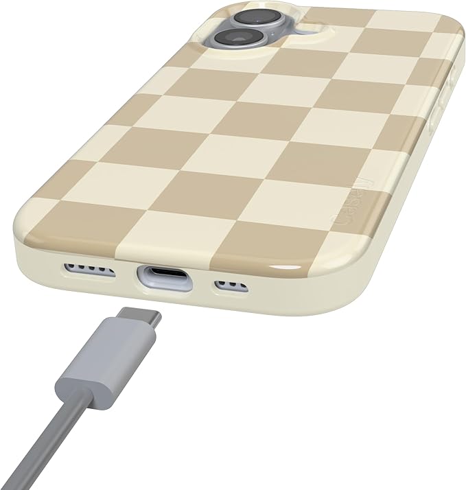 Casely iPhone 17 Case | Fit Check | Neutral Checkerboard | Compatible with MagSafe | Classic Ultra Slim Design