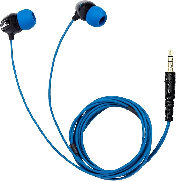 H2O Audio Surge+ 100% Waterproof Headphones - Noise Canceling, Sweatproof, IPX8 Swim Earbuds with Bass Boost, Multiple Earplug Sets, for Swimming, Running & Underwater Activities - Black/Blue