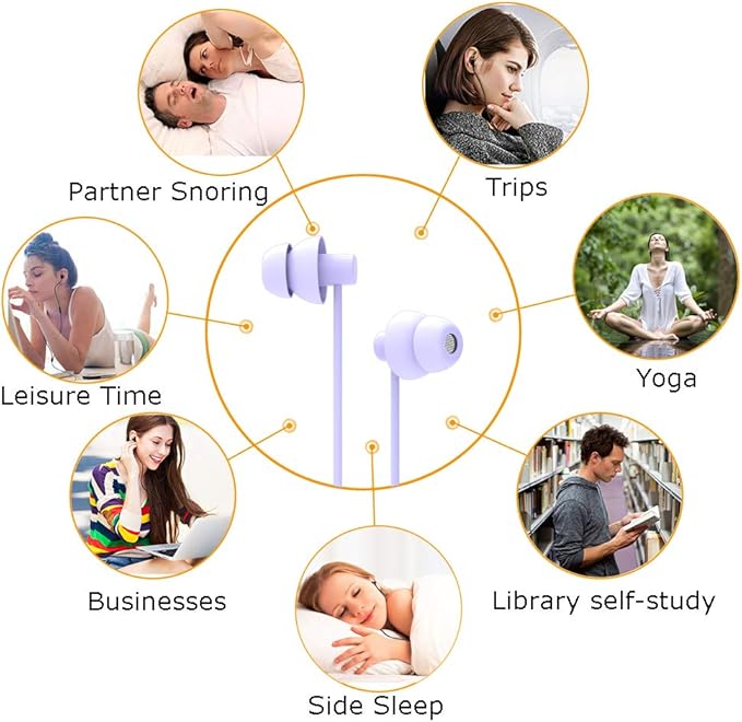 MAXROCK (TM Total Soft Silicon Headphones with Mic Sleep Travel Choice for Cellphones Tablets and 3.5mm Jack (Violet)