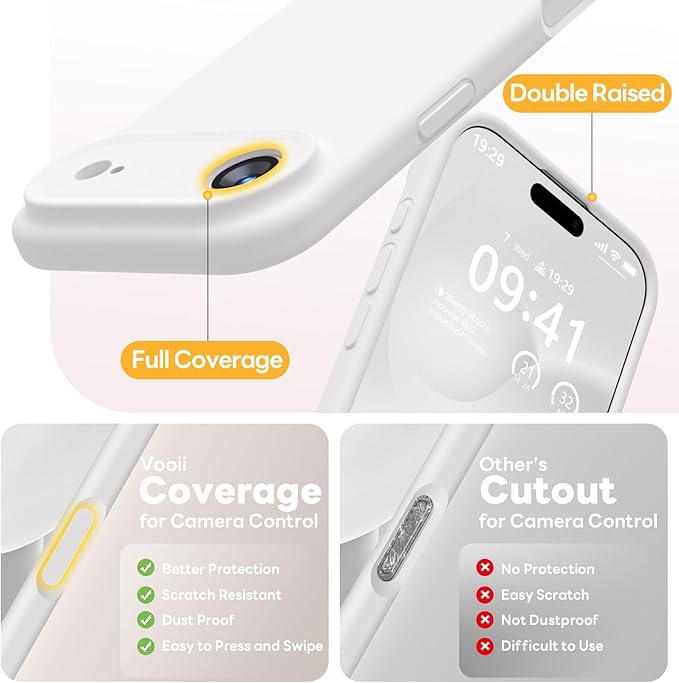 Vooii Magnetic Compatible with iPhone Air Case (Compatible with Magsafe) (Upgraded Camera Protection) Liquid Silicone Shockproof Full Body Protective Phone Cover for Women Men, White, 6.5"