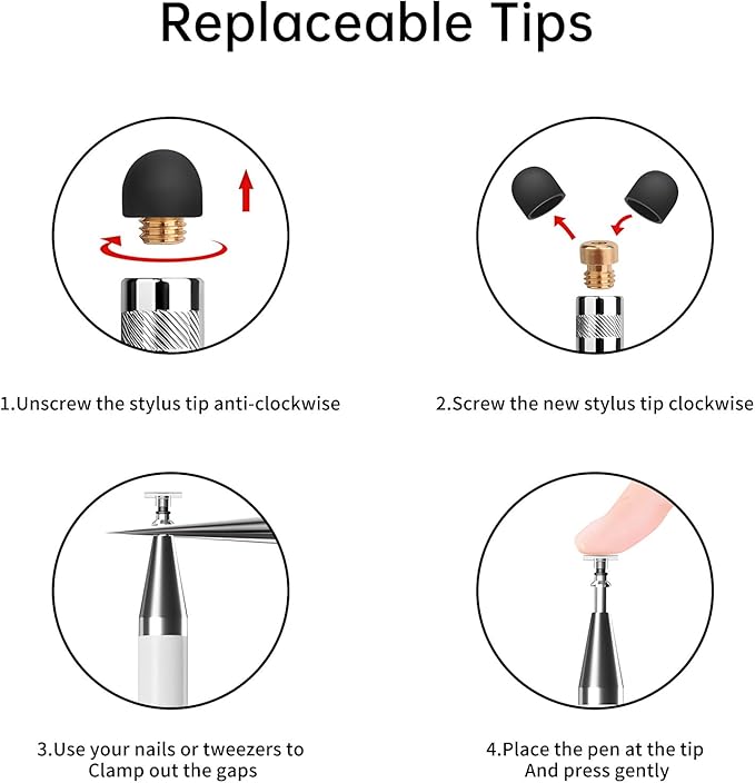 Stylus (10 Pcs),2-in-1 Stylus Pen for Touch Screen,High Precision and Sensitivity,Suitable for iPhone/ipad/Android Tablets,Compatible with All Touch Screens (Silver/Blue/Rose Gold/White/Black)