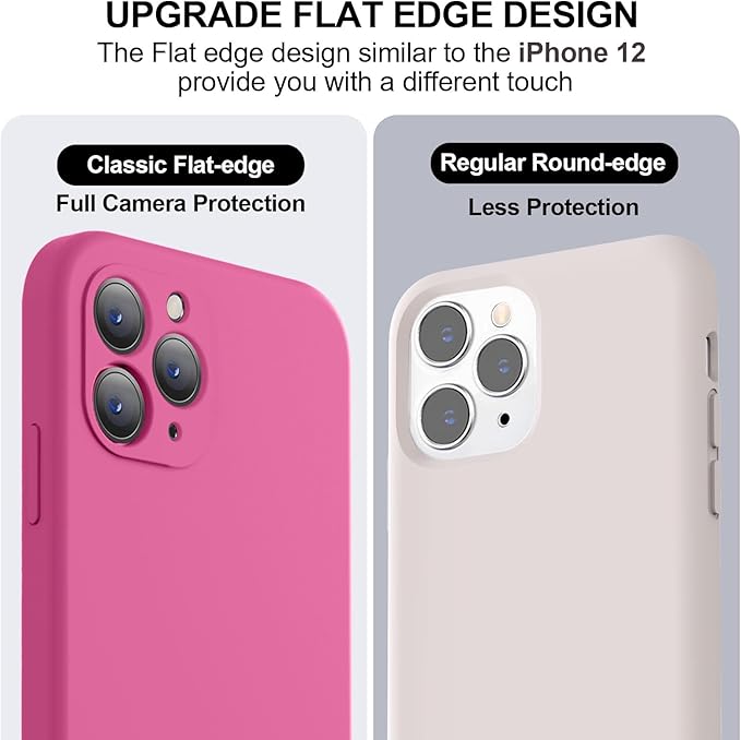 Vooii Compatible with iPhone 11 Pro Max Case, Upgraded Liquid Silicone with [Flat Edges] [Camera Protection] [Soft Anti-Scratch Microfiber Lining] Phone Case for iPhone 11 Pro Max - Pitaya