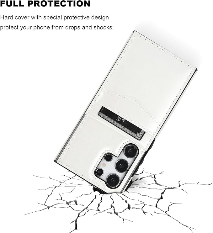 KIHUWEY Samsung Galaxy S24 Ultra 6.8'' Cellular Phone Case, Flip Leather Wallet with Card Holder, Magnetic Clasp, Kickstand, Heavy Duty Protective Cover (White)