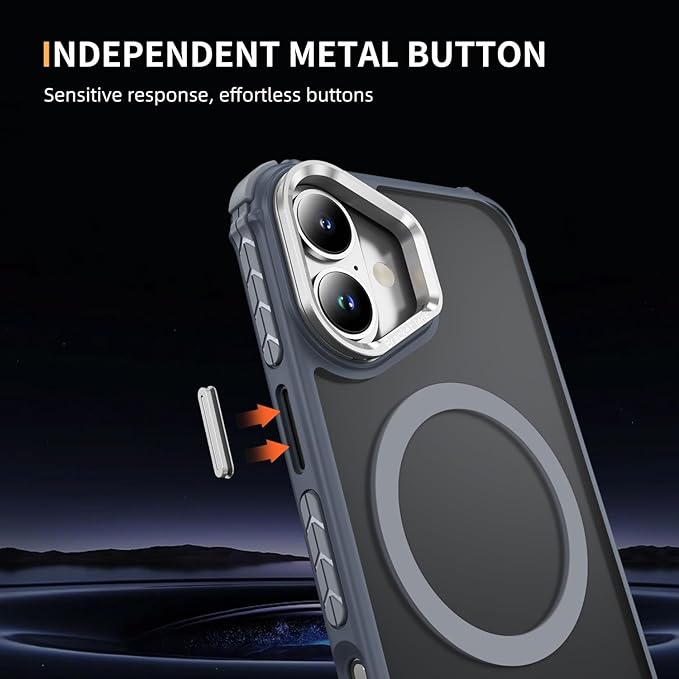 Designed for iPhone 16 Plus Case, Supports Wireless Charging, Shockproof Slim Magnetic Case for iPhone Phone 16 Plus 6.7 Inch, Grey