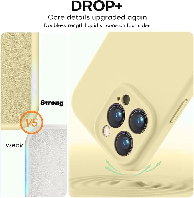 Vooii Compatible with iPhone 16 Pro Max Case, Liquid Silicone Upgrade [Camera Protection] [Soft Anti-Scratch Microfiber Lining] Shockproof Phone Case for iPhone 16 Pro Max 6.9 inch - Creamy Yellow