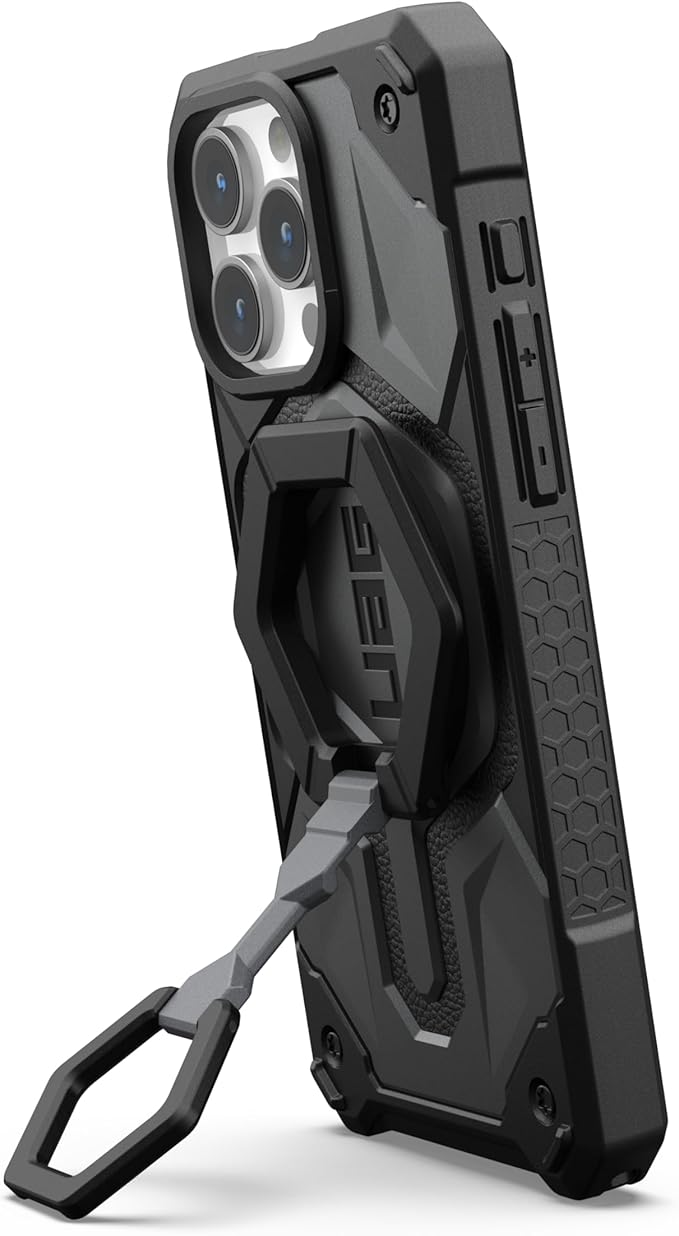 URBAN ARMOR GEAR UAG Magnetic Phone Ring Stand Compatible with MagSafe Magnet, Removable Metal Finger Ring Grip & 360 Rotation Adjustable Kickstand for iPhone 17, Galaxy S25, Black/Silver
