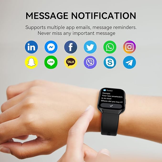 Smart Watch, 1.96" HD Smartwatches for Men Women, (Answer/Make Calls), IP68 Waterproof Fitness Watch, Heart Rate/Sleep, Fitness Tracker with 113+ Sport Modes, for iOS/Android,2025 Black