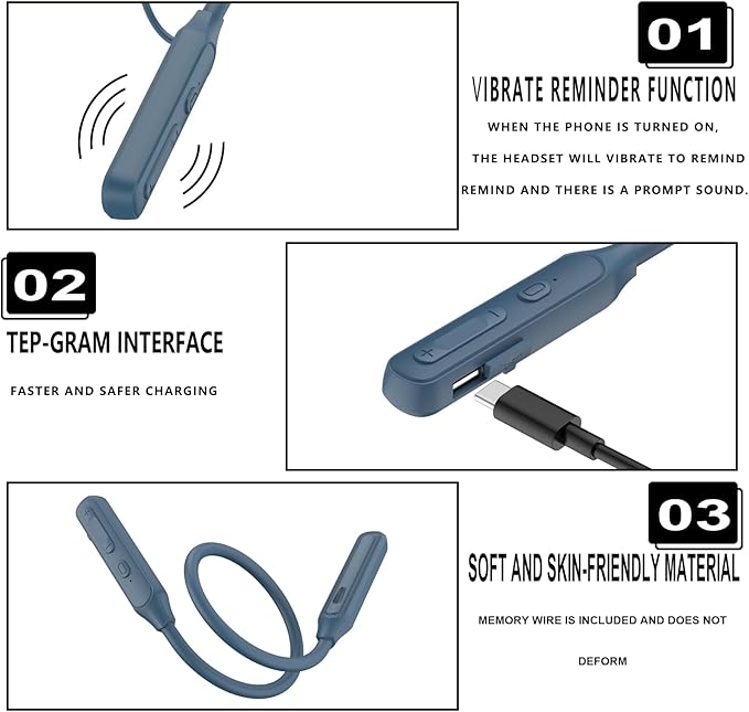 Neckband Bluetooth Headphones，V5.2 with Microphone, 35 Hours Playtime, in-Ear Bluetooth Neckband Headphones，IPX7 sweatproof deep bass is Used for Music Phone Sports. (Blue)