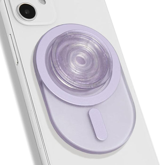Oval Magnetic Phone Grip – MagSafe Compatible, Translucent Design, Slim and Lightweight, Grip and Stand for iPhone (Violet)