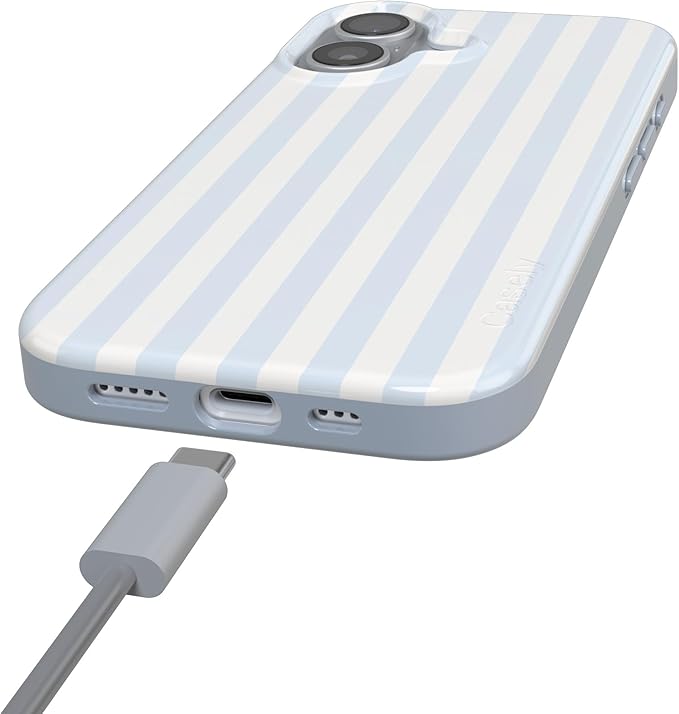 Casely iPhone 17 Case | Blue Stripes | Sunday Best | Compatible with MagSafe | Classic Ultra Slim Design