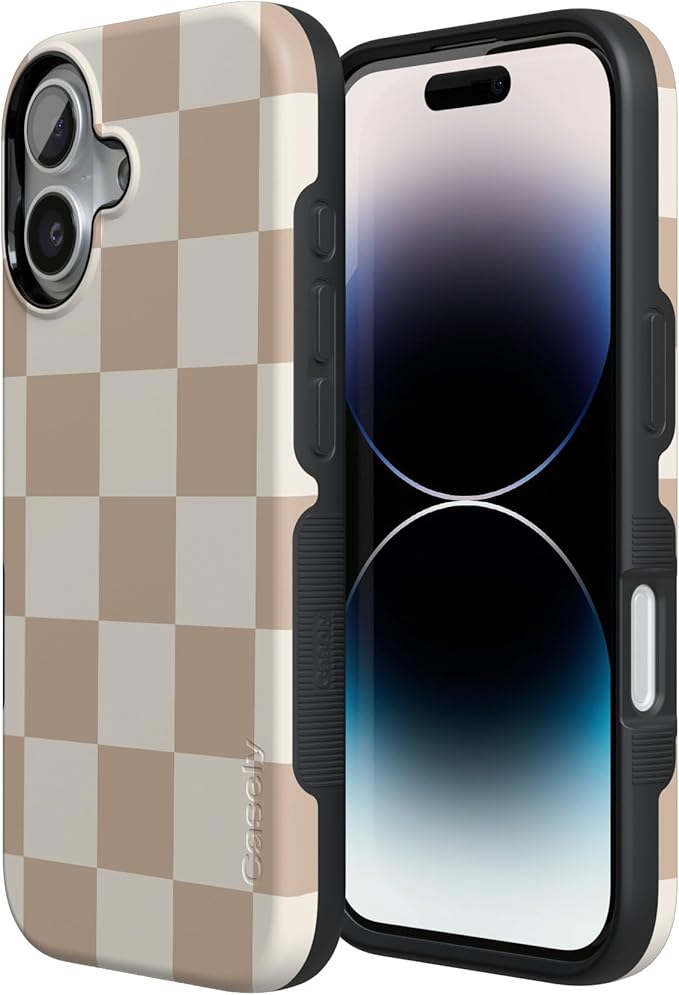 Casely iPhone 17 Case | Fit Check | Neutral Checkerboard | Compatible with MagSafe | Bold Protective Design