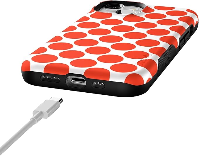 Casely iPhone 14 Case | Red Dots | High Contrast Design | Compatible with MagSafe | Bold Protective Design