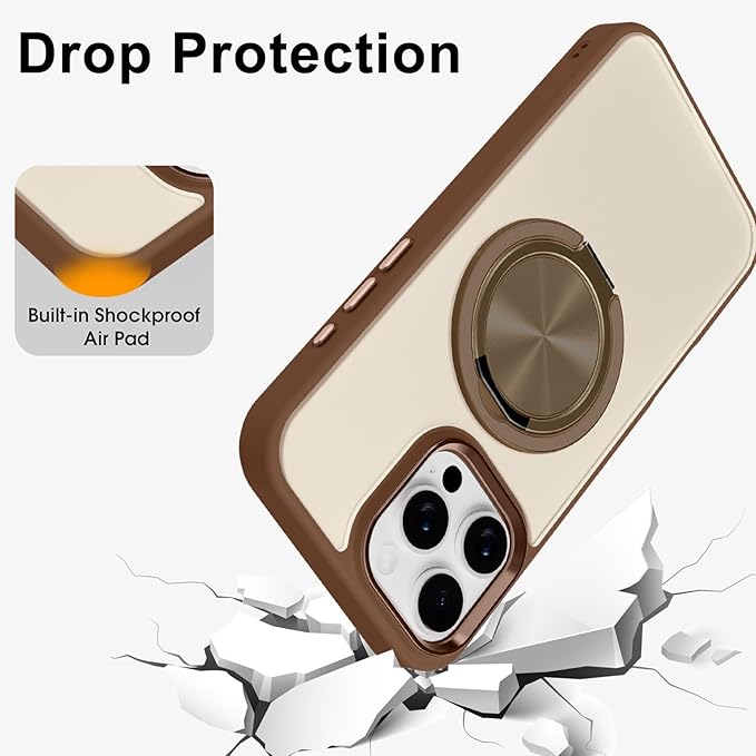 ZIYE Desert Titanium Gold Case for iPhone 16 Pro Max Case with Stand [Compatible with MagSafe] Slim Military Grade Heavy Duty Protection Magnetic Cover with 360 Rotatable Ring Kickstand for Women Men