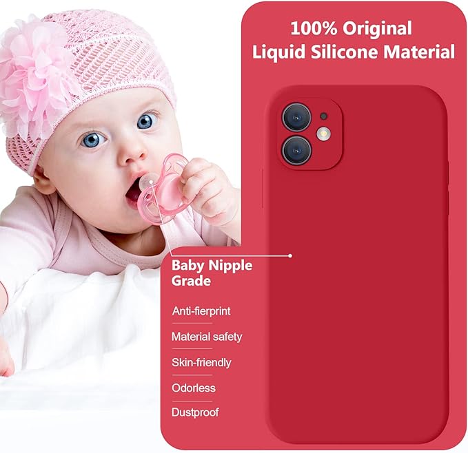 Vooii Compatible with iPhone 11 Case, Upgraded Liquid Silicone with [Flat Edges] [Camera Protection] [Soft Anti-Scratch Microfiber Lining] Phone Case for iPhone 11 6.1 inch - Red