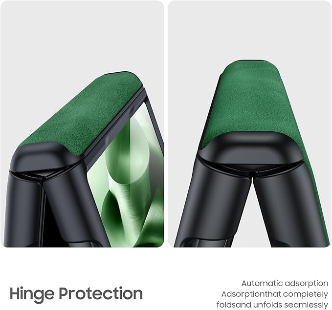 for Motorola Razr Ultra 2025 Case Built-in Screen Protector & Hinge Protection & Ultra Thin PU Leather Matte PC Shockproof Phone Cover Smartphone Case for Moto Razr Ultra 2025 (Green)