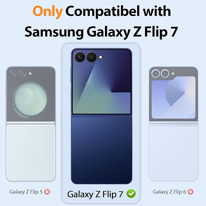 for Samsung Galaxy Z-Flip-7 Case: Ant-Slip Grip 3D Texture & Magnetic Hinge Protection, 9H Glass Screen Protector, TPU Shockproof Militray-Grade Protective Phone Cover for Flip7 2025, Blue