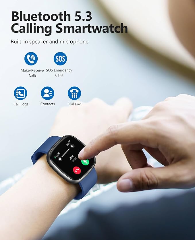 Smart Watch for Men with Bluetooth Call, 1.72" Super Retina HD Display with Sleep, 24/7 Heart Rate HRV Spo2 Monitor, Waterproof Square Fitness Tracker, 135 Sport Modes, Smartwatch for Android iPhone