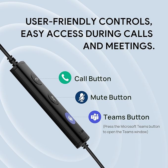 Yealink UH34 USB Headset with Mic, Single Ear Wired Headphones with Noise Cancelling Microphones, Professional Work Headphones VoIP Phone Computer Call Center Office,Ultra Light Mono