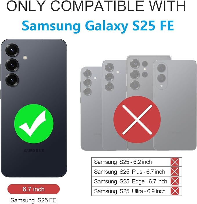 for Galaxy S25 FE 5g Case,Shockproof Dropproof Dustproof 3-Layer Full Body Protection Rugged Heavy Duty High Impact Hard Cover Case for Galaxy S25 FE,Black