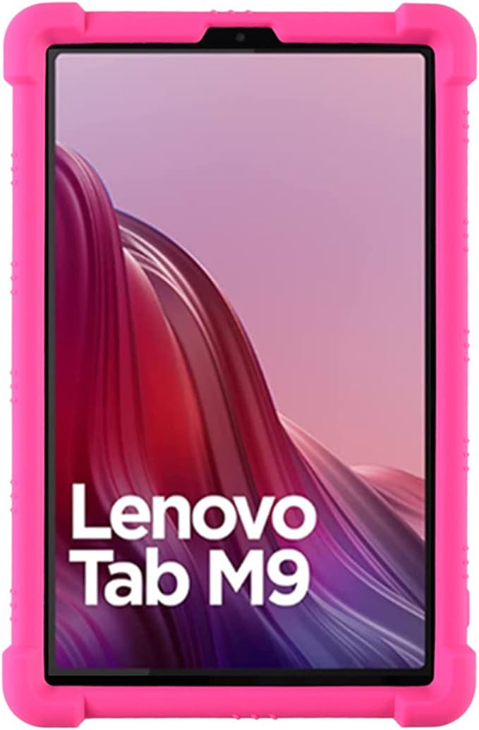 Case for Lenovo Tab M9 Cover 9.0 inch (TB-310FU,2023 Released), Kids Friendly Soft Silicone Adjustable Stand Cover for Lenovo Tab M9 Tablet (Rose)
