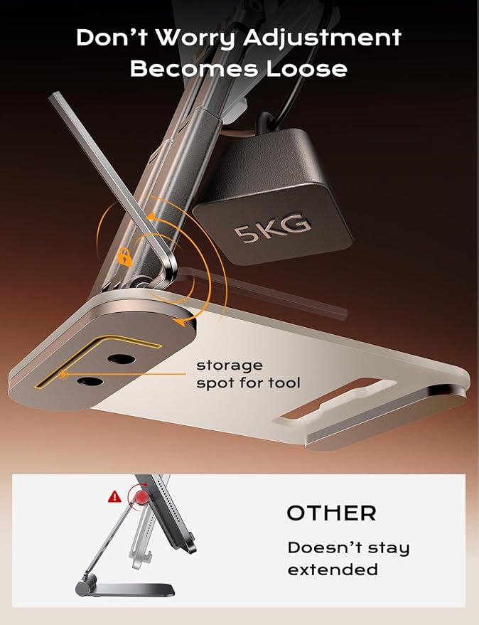 LISEN Tablet Stand for iPad Stand Holder Desk, Foldable Home Office Desk Accessories Travel for iPad Holder Dorm College Essentials Portable Monitor Stand Fits Tabs Kindle iPhone 4-15.9" White