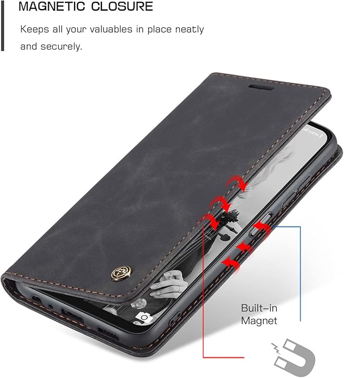 for Samsung Galaxy A22 5G Case, Flip Wallet Leather Case with Card Holder Magnetic Closure Shockproof Kickstand Protective Phone Cases Cover for Samsung A22 5G,Black