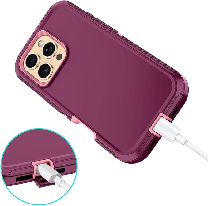 for iPhone 16 Pro Case Shockproof Dust/Drop Proof 3-Layer Full Body Protection [Without Screen Protector] Rugged Heavy Duty Cover Case for Apple iPhone 16 Pro 6.3" 2024,Purple/Pink