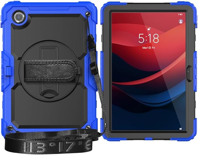Case for Lenovo Tab K11 11'' 2024 / M11 TB330FU /Lenovo Xiaoxin Pad 2024 TB331FC, with Screen Protector, Hand Strap, Shoulder Strap, Rotating Stand Navy Blue