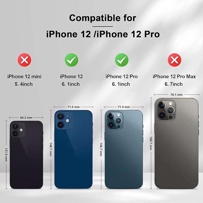 Jasonyu Flip Wallet Case for iPhone 12/12 Pro,Leather Magnetic Folio Cover with Card Holder,Kickstand - TPU Shockproof Durable Protective Phone Case,Black