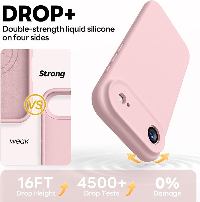 Vooii Magnetic Compatible with iPhone Air Case (Compatible with Magsafe) (Upgraded Camera Protection) Liquid Silicone Shockproof Full Body Protective Phone Cover for Women Men, Pink Sand, 6.5"