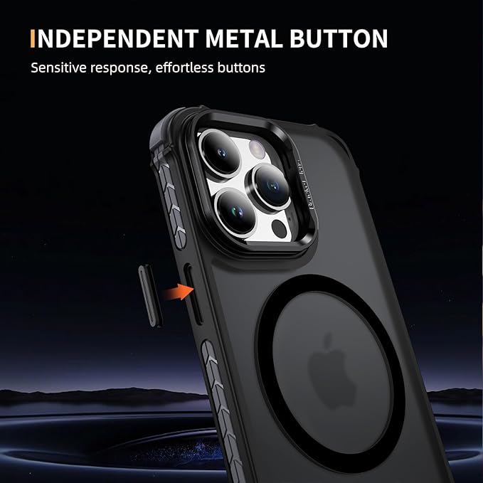 Magnetic for iPhone 14 Pro Case Black with MagSafe Wireless Charging Heavy Duty Military-Grade Shockproof Protection Adjustable Kickstand Slim Matte Anti-Fingerprint Cover Men Women