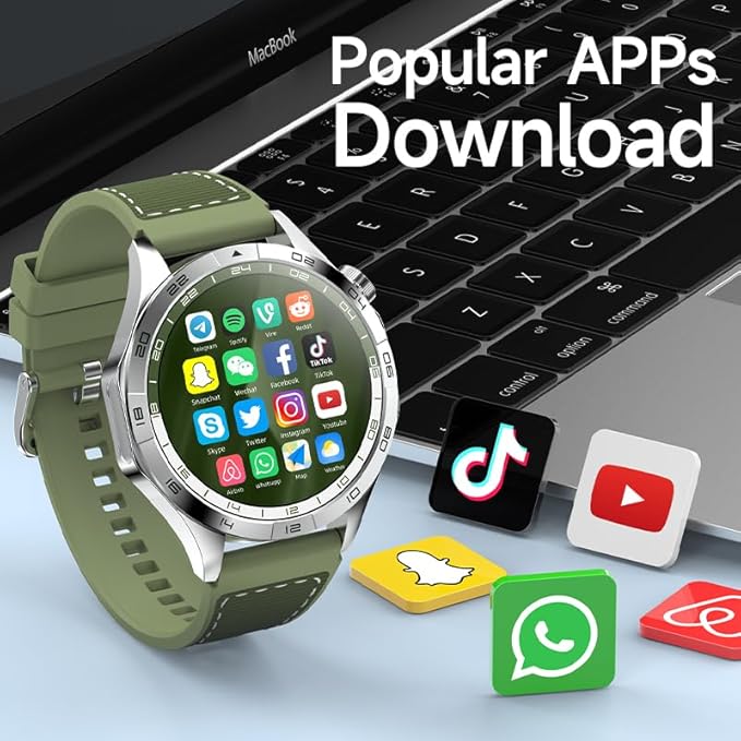 Smart Watch for Men Women - with 8+128GB Extra Storage, 1.43" AMOLED HD Screen, 24/7 Heart Rate/Sleep Fitness, 115+Sports Modes|IP68 Waterproof Compatible with iOS/Android (Black)