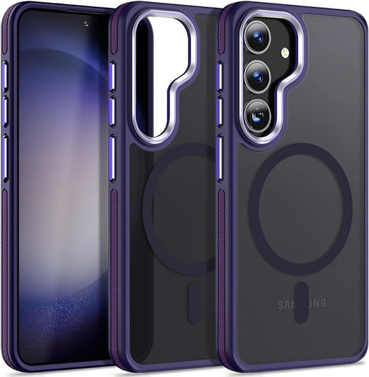 Magnetic Case for Samsung Galaxy S24+ Plus 5G, Color Match Cover [Compatible with Magsafe] [Military Drop Protection] Anti-Slip Soft TPU Edge Phone Case for Galaxy S24 Plus (Dark Purple)