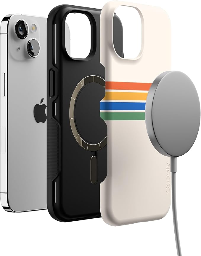 Casely iPhone 14 Case | Totally Groovy | Rainbow Stripes Colorblock | Compatible with MagSafe | Bold Protective Design