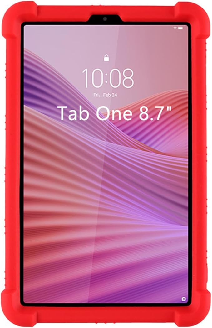Case for Lenovo Tab One 8.7 Inch Tablet 2025 (TB305FU), Kids Friendly Soft Silicone Adjustable Stand Cover for Lenovo Tab K9 Tablet 8.7 inch Tablets (Red)