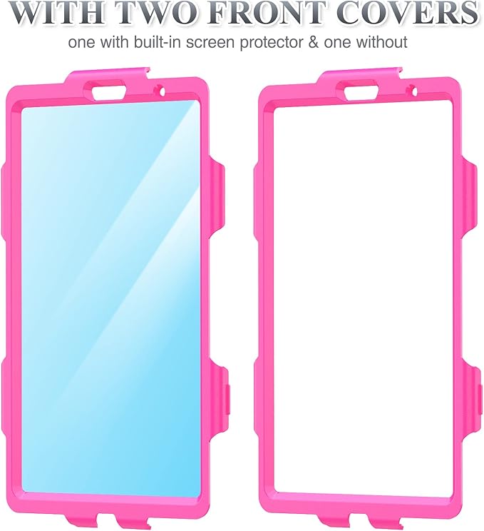SEYMAC stock Case for Lenovo Tab M9 (TB-310FU) 2023 with Screen Protector, Drop-Proof Protection Cover with 360° Rotating Stand &Strap [Pen Holder] Case for Lenovo Tab M9 9'' (Pink+Black)