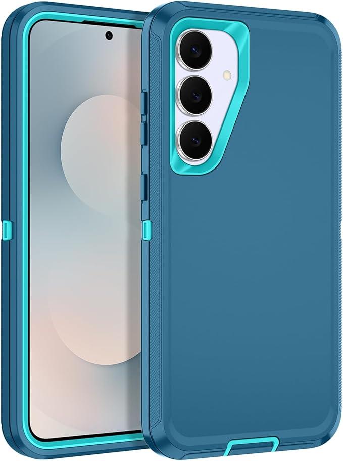 for Samsung Galaxy S25 FE Case Heavy Duty Protective Shockproof Dropproof 3-Layer Full Body Protection [Without Screen Protector] Tough Rugged Case for Galaxy S25 FE,Turquoise