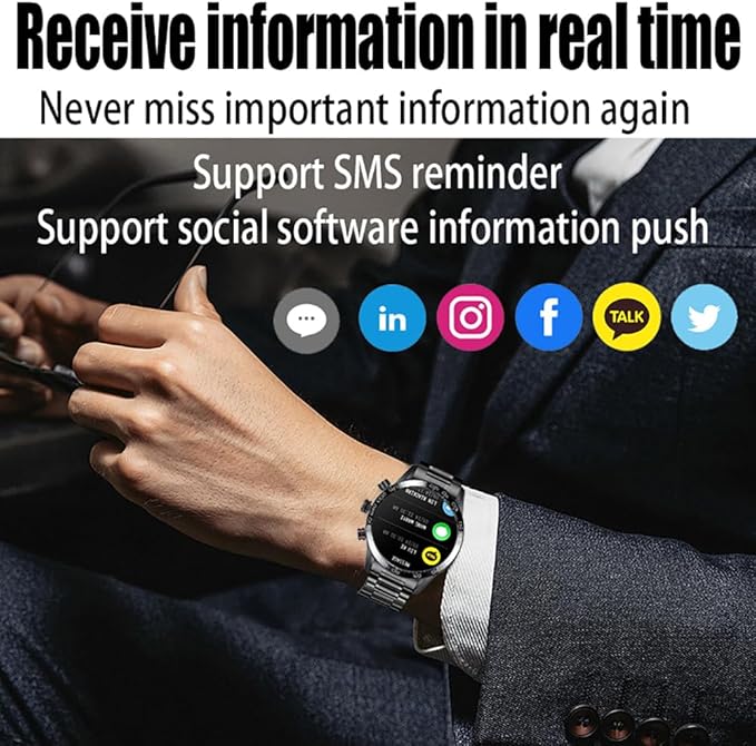 FILIEKEU Men Smart Watch for Android iOS, Bluetooth Calls Voice Chat with Heart Rate/Sleep Monitor Fitness Tracker, IP67 Waterproof Stainless Steel Activity Tracker for Men