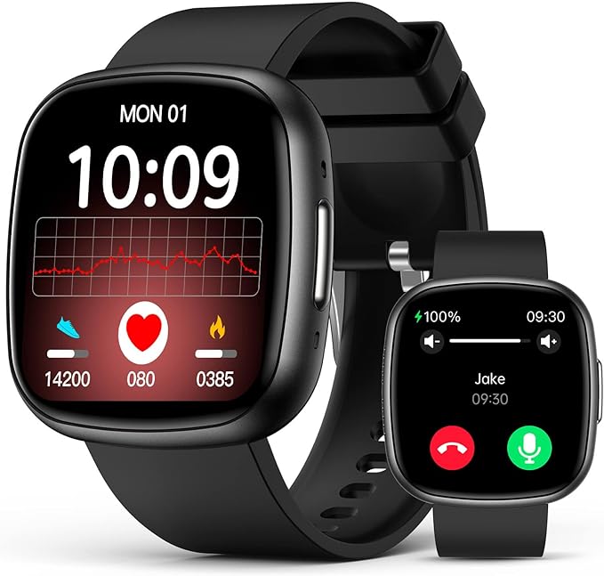 Smart Watch for Men Women, 1.72" Super Retina HD Display with Sleep Stress, 24/7 Heart Rate HRV Spo2 Monitor, Fitness Tracker with 135 Sport Modes, Waterproof Square Watch, Compatible Android and iOS