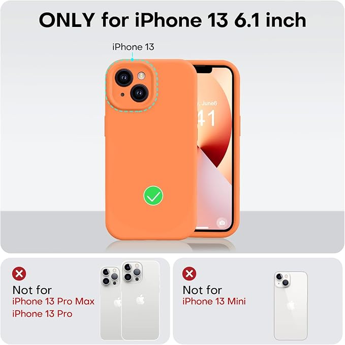 Vooii Compatible with iPhone 13 Case, Liquid Silicone Upgrade [Camera Protection] [Soft Anti-Scratch Microfiber Lining] Shockproof Phone Case for iPhone 13 6.1 inch - Bright Orange