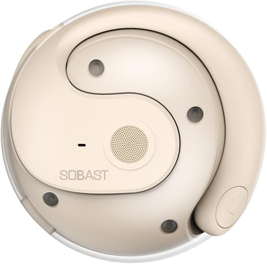 Open Ear Wireless Hanging Earbuds, Ideal for Workout, Non - in - Ear Design with Wireless Connectivity, Sports - Oriented with Ultra - Long Battery Life, Spherical Shape, Cream