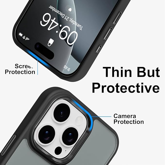 ZIYE Black Case for iPhone 16 Pro Max Case with Stand [Compatible with MagSafe] Slim Heavy Duty Protection Military Grade Shockproof Magnetic Cover with 360 Rotatable Ring Kickstand for Women Men